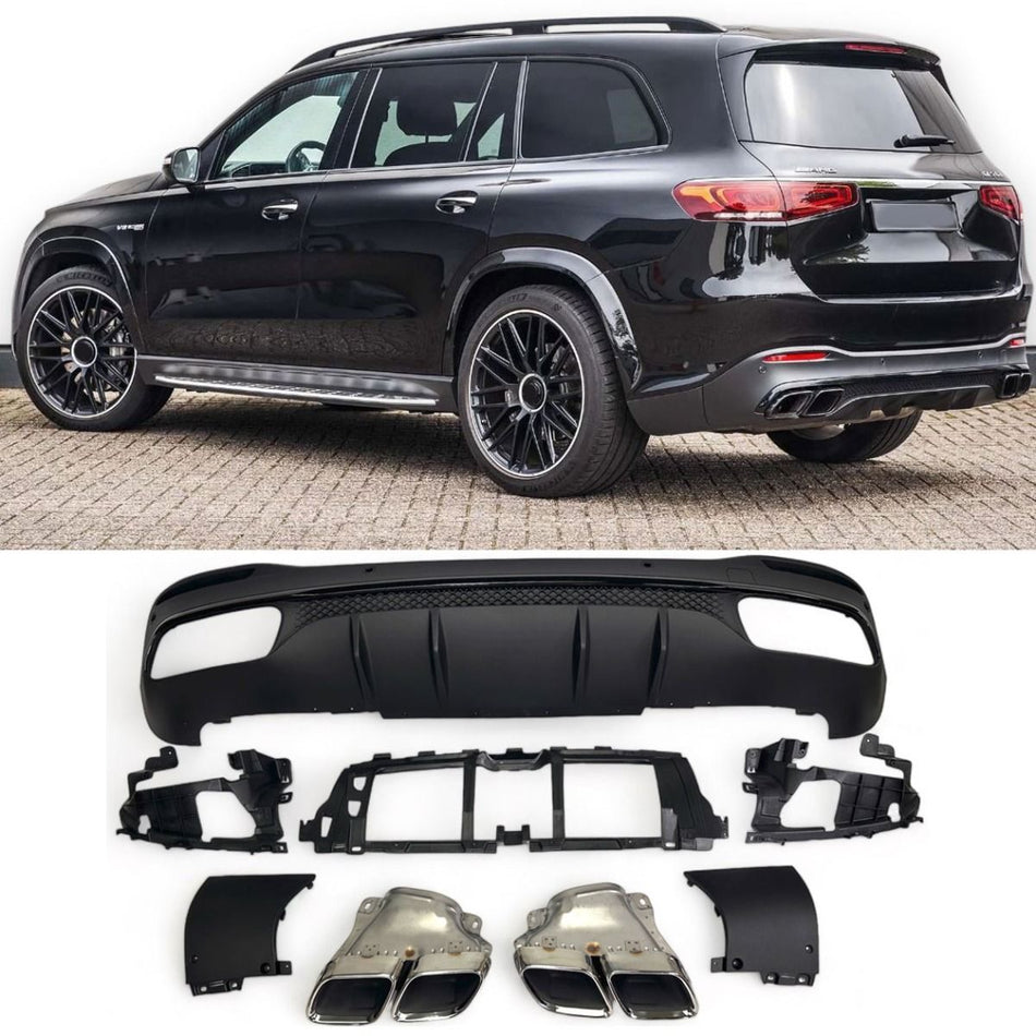 Diffusore Posteriore con Terminali Scarico Cromato 63 per Mercedes X167 GLS