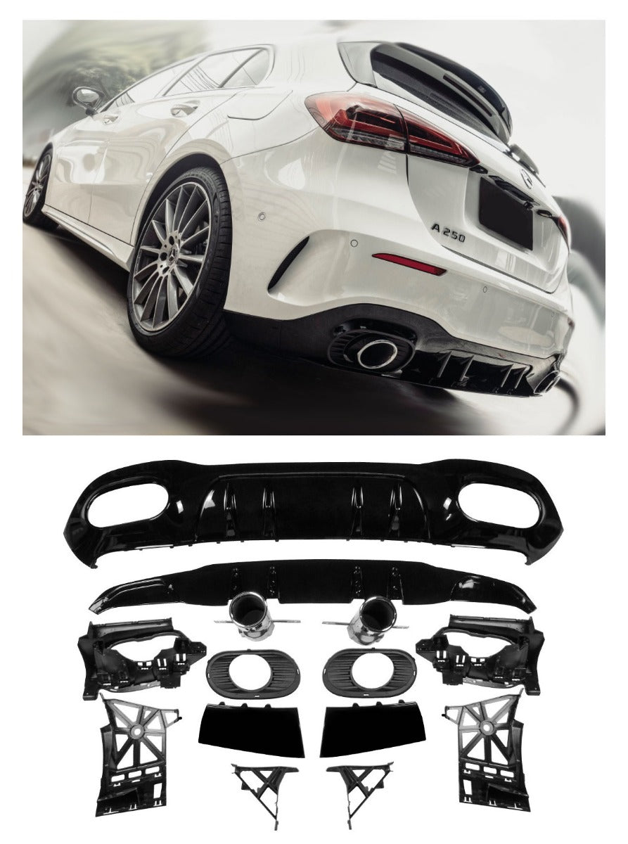 Diffusore Posteriore con Terminali Scarico Cromato per Mercedes W177 2018-2026