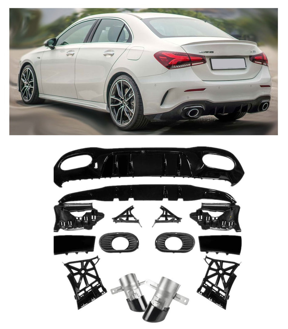 Diffusore Posteriore con Terminali Scarico Nero per Mercedes V177 2018-2026