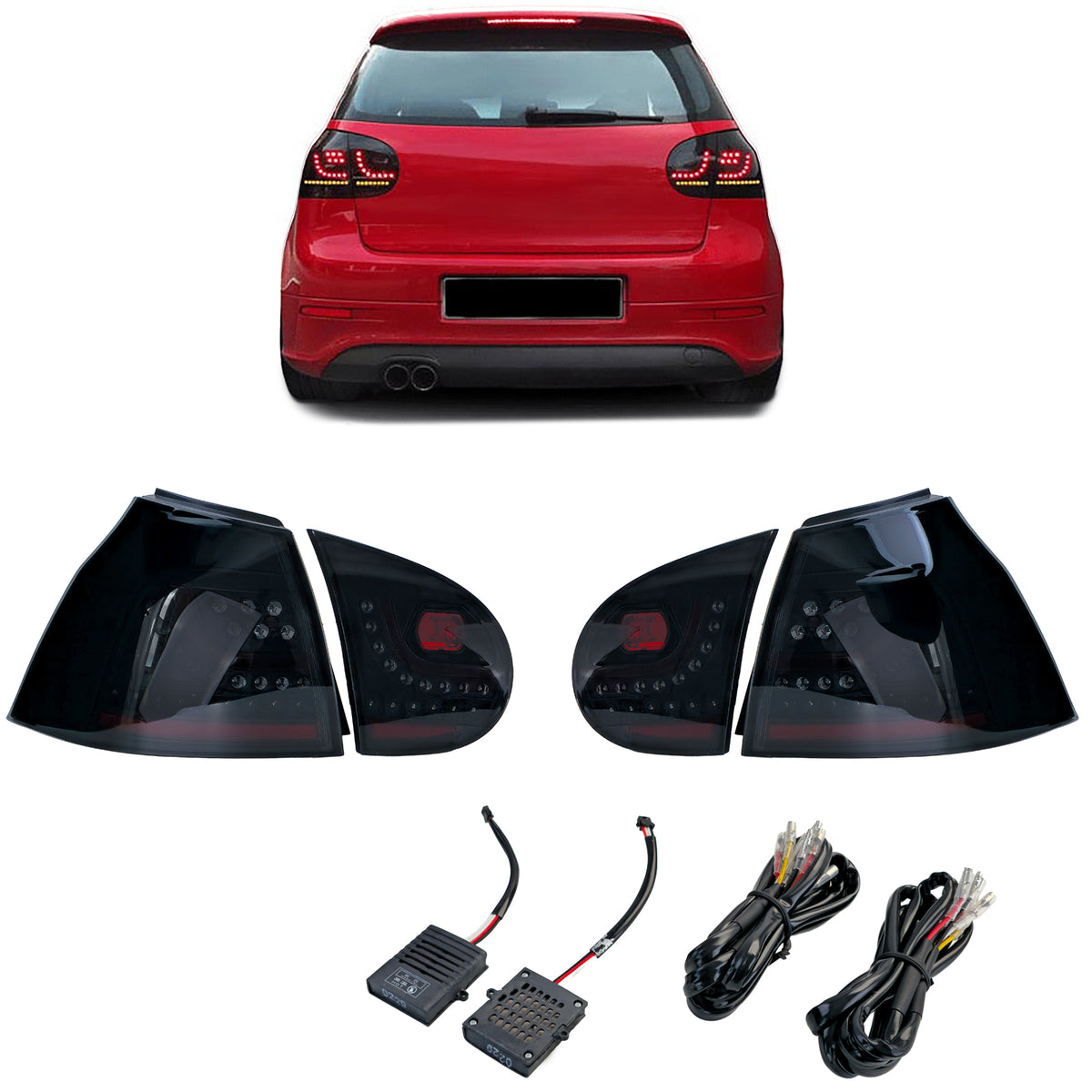 Fanali Posteriori LED Set Nero Fumè per Volkswagen Golf 5 Berlina 2003-2008