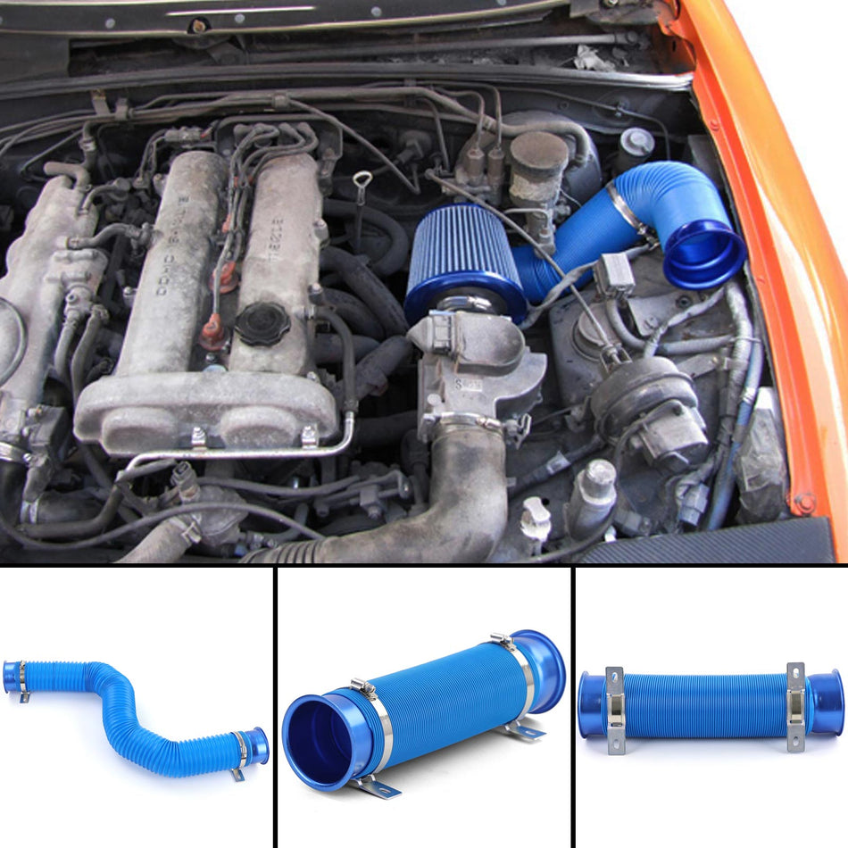 Aspirazione Aria Fredda Kit Blu Universal Filtro Sportivo Tuning Flex Schlauch