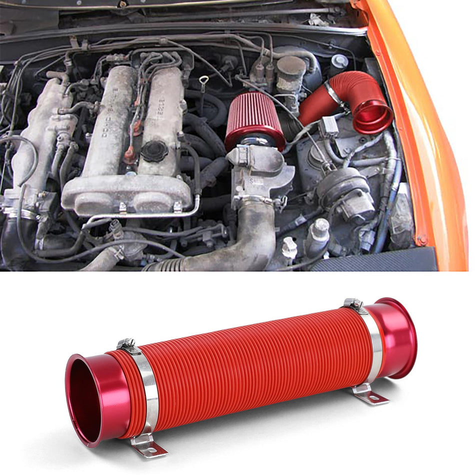 Cold Air Performance Kit Aspirazione Aria Tubo Flex Rosso Universale Filtro