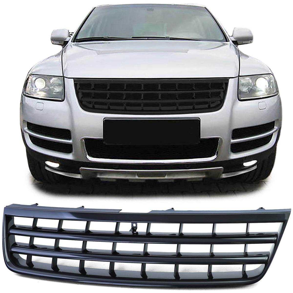 Griglia Senza Emblema Nera Lucida per Volkswagen Touareg 7L 02-06