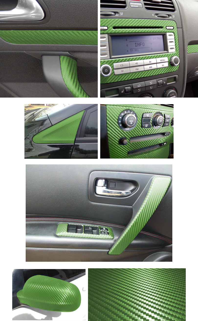 3D Carbon Folie Selbstklebend 30cm *1.27 Meter Verde per Universale Auto