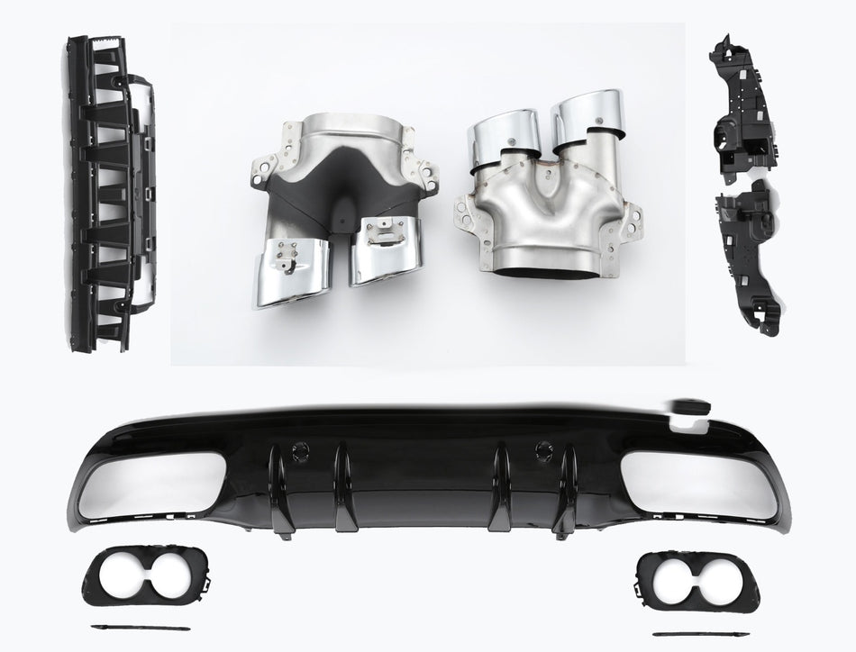 Diffusore Posteriore con Terminali Scarico Cromato per Mercedes W205 S205