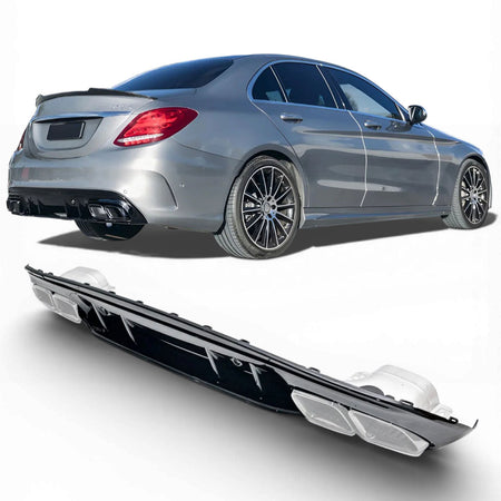 Diffusore Posteriore con Terminali Scarico Cromato per Mercedes W205 S205