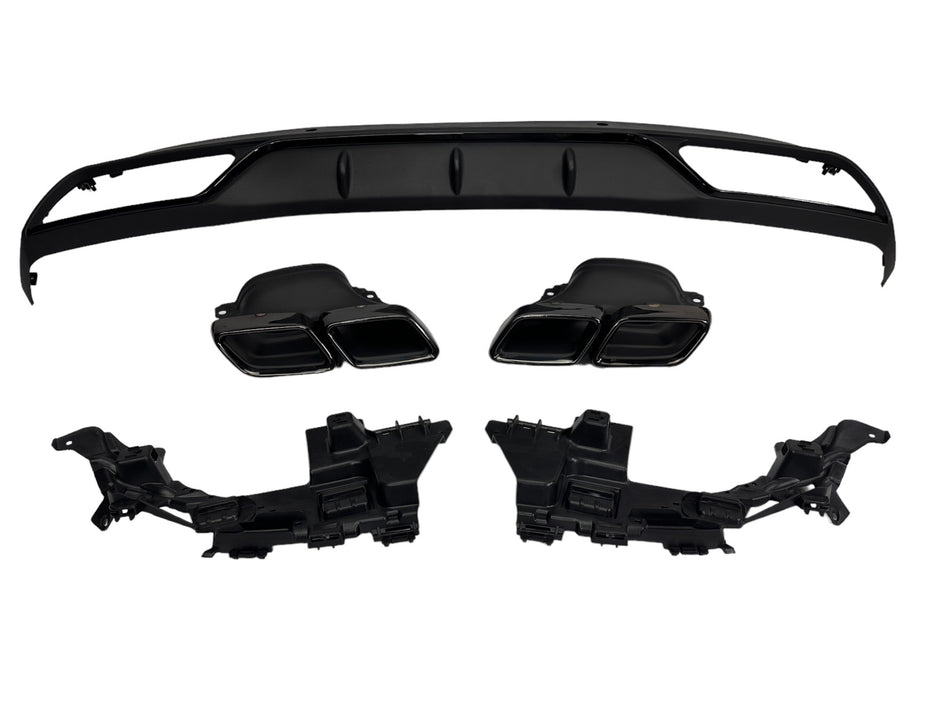 Diffusore Posteriore con Terminali Scarico Nero per Mercedes W205 2014-2021