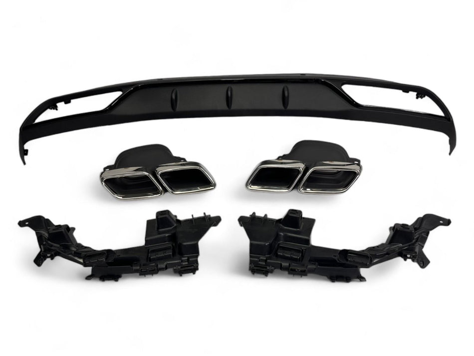 Diffusore Posteriore con Terminali Scarico Cromato per Mercedes W205 2014-2021