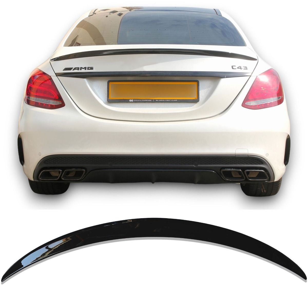 Spoiler Posteriore Nero Glans per Mercedes Classe C W205 2014-2021