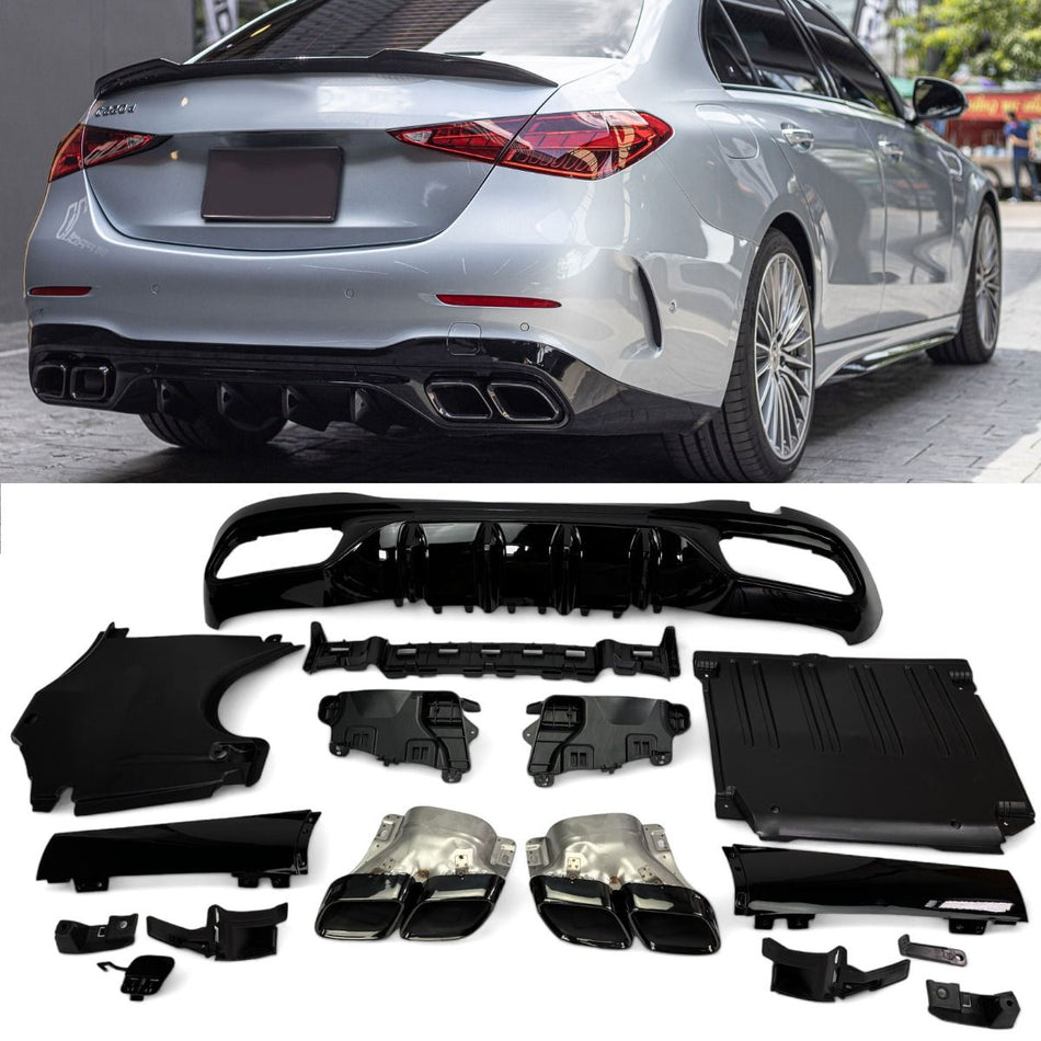 Diffusore Posteriore con Terminali Scarico Neri per Mercedes W206 S206 2021-2026