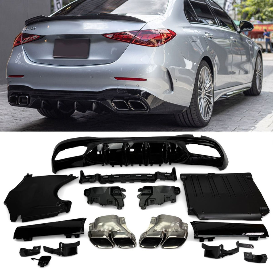 Diffusore Posteriore con Terminali Scarico Cromato per Mercedes W206 S206