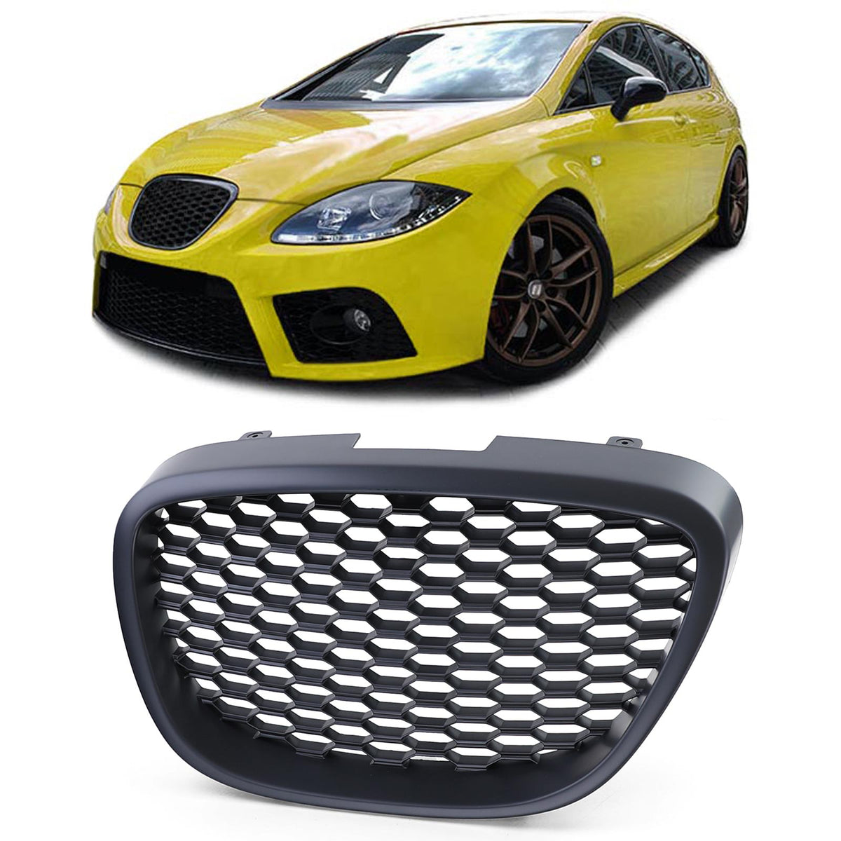 Griglia Anteriore Sportiva Nera Senza Emblema per Seat Leon 1P Altea Toledo 5P