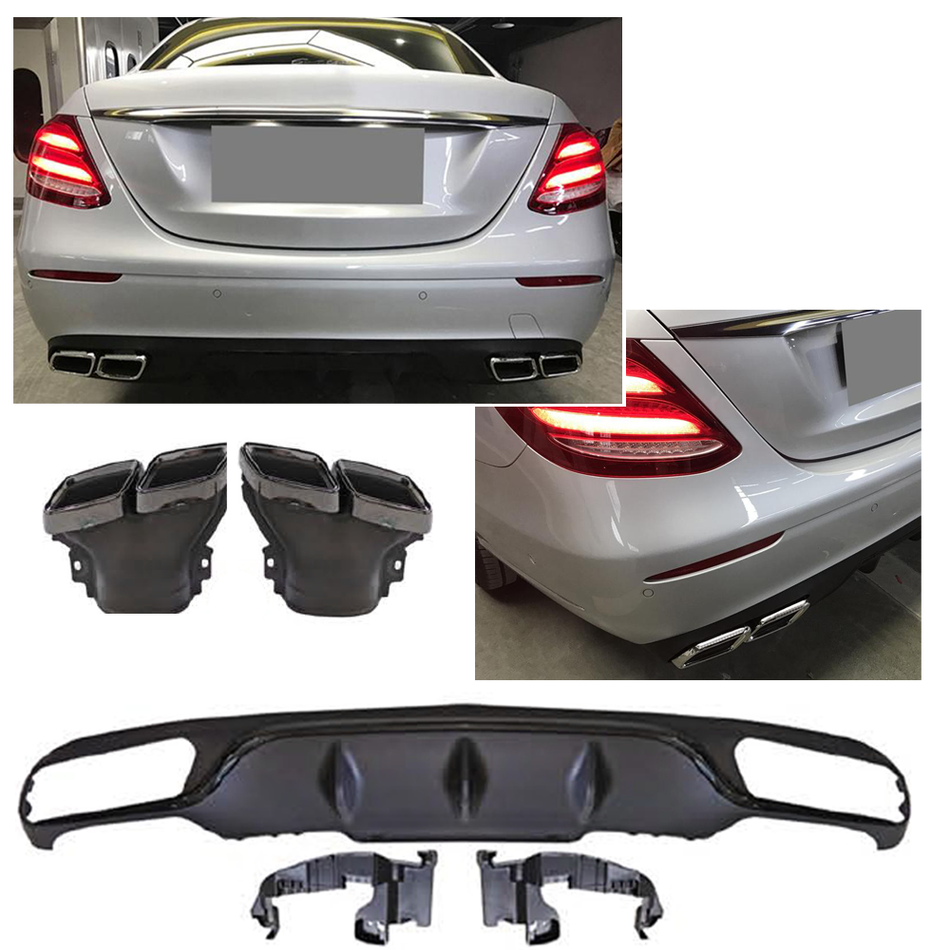 Diffusore Posteriore con Terminali Scarico Neri per Mercedes E-kl. W213