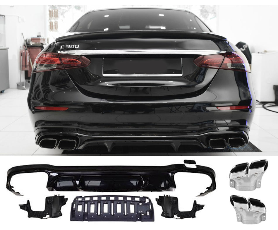 Diffusore Posteriore con Terminali Scarico Cromato per Mercedes E-kasse W213