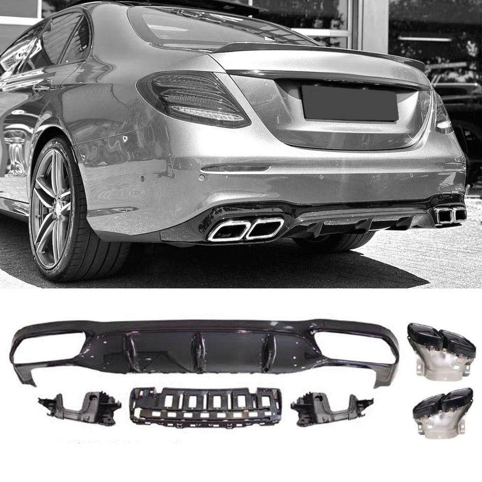 Diffusore Posteriore con Terminali Scarico Neri per Mercedes E-kl. W213