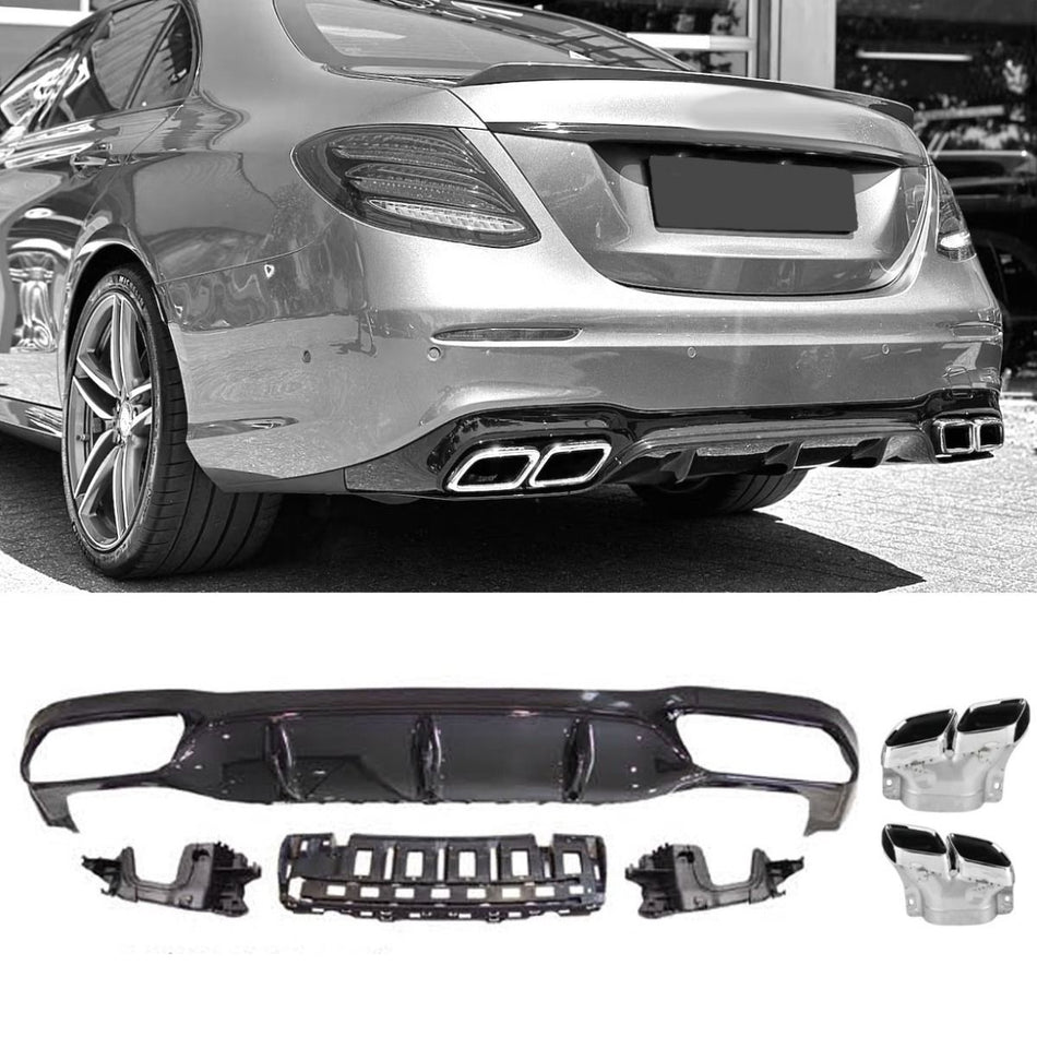 Diffusore Posteriore con Terminali Scarico Cromato per Mercedes E-kl. W213