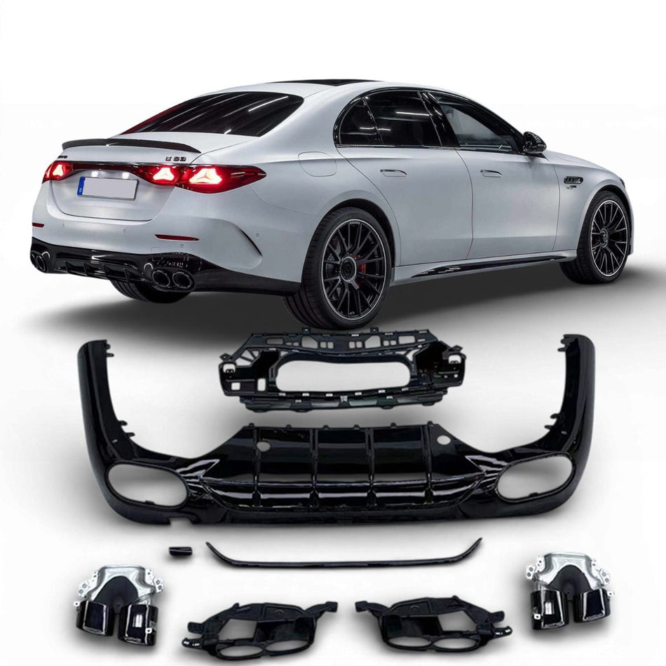 Diffusore Posteriore con Terminali Scarico Neri per Mercedes Classe E W214
