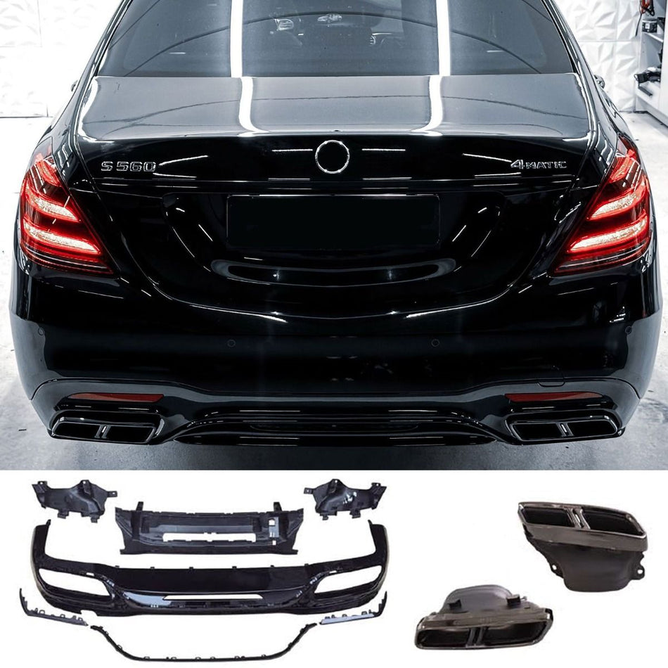 Diffusore Posteriore con Terminali Scarico Neri per Mercedes Classe S. W222