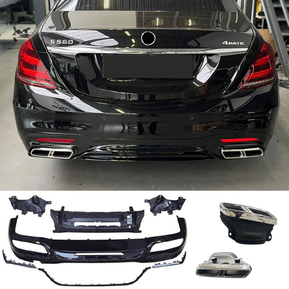 Diffusore Posteriore con Terminali Scarico Cromato per Mercedes Classe S. W222