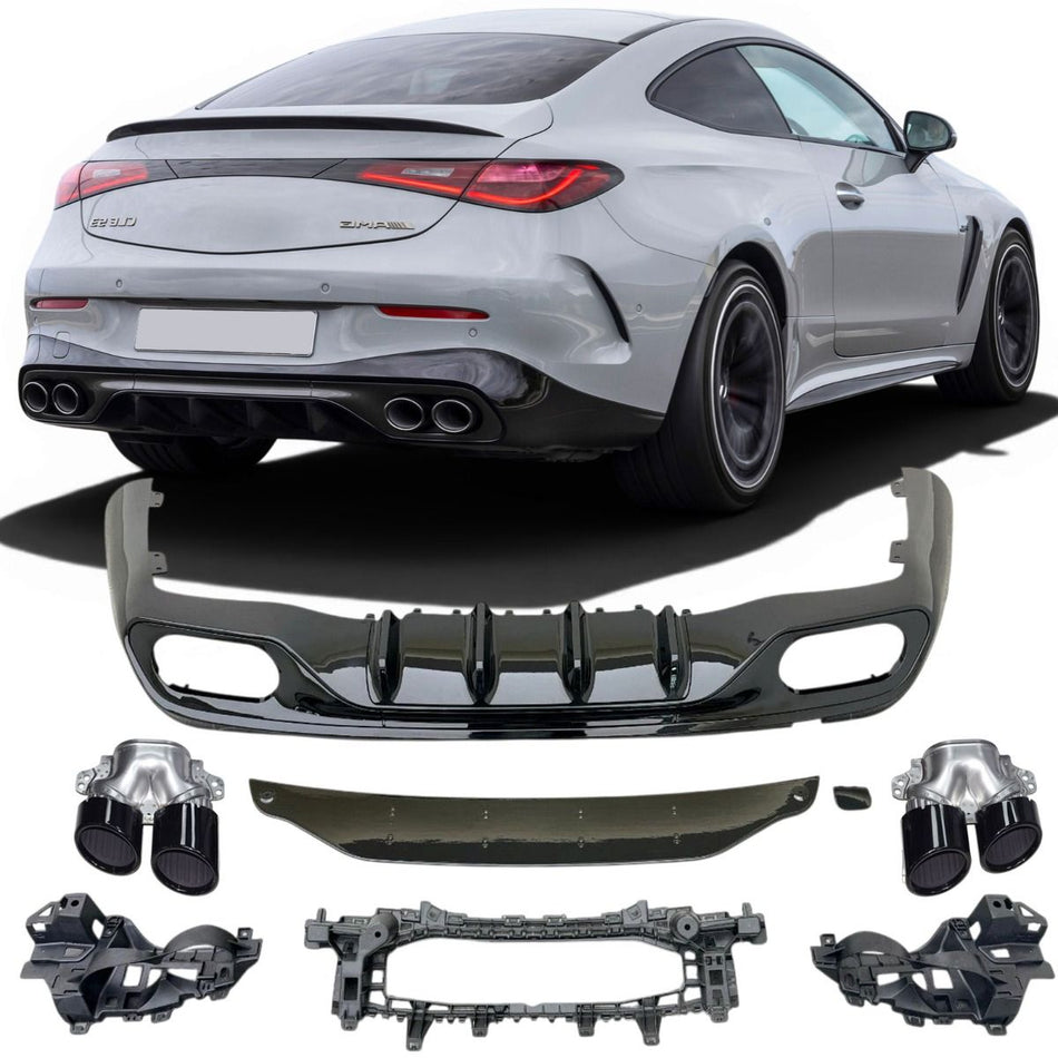 Diffusore Posteriore con Terminali Scarico Neri per Mercedes Classe CLE AMG