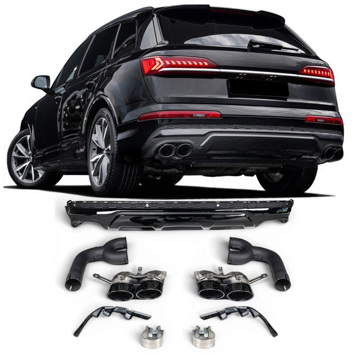 Diffusore Posteriore con Terminali di Scarico 2X2 (nero) per Audi Q7 4M