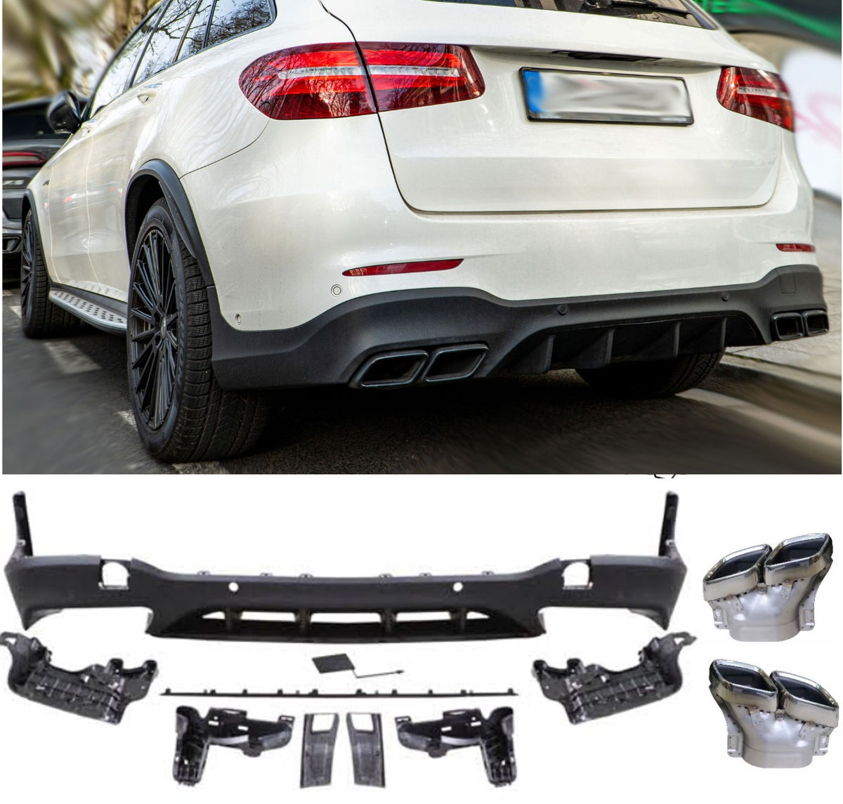 Diffusore Posteriore con Terminali Scarico Cromato per Mercedes X253 GLC