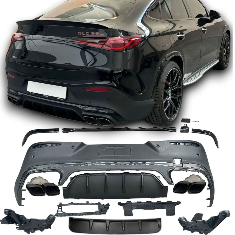 Diffusore Posteriore con Terminali Scarico Neri per Mercedes GLC C254 2022-2026