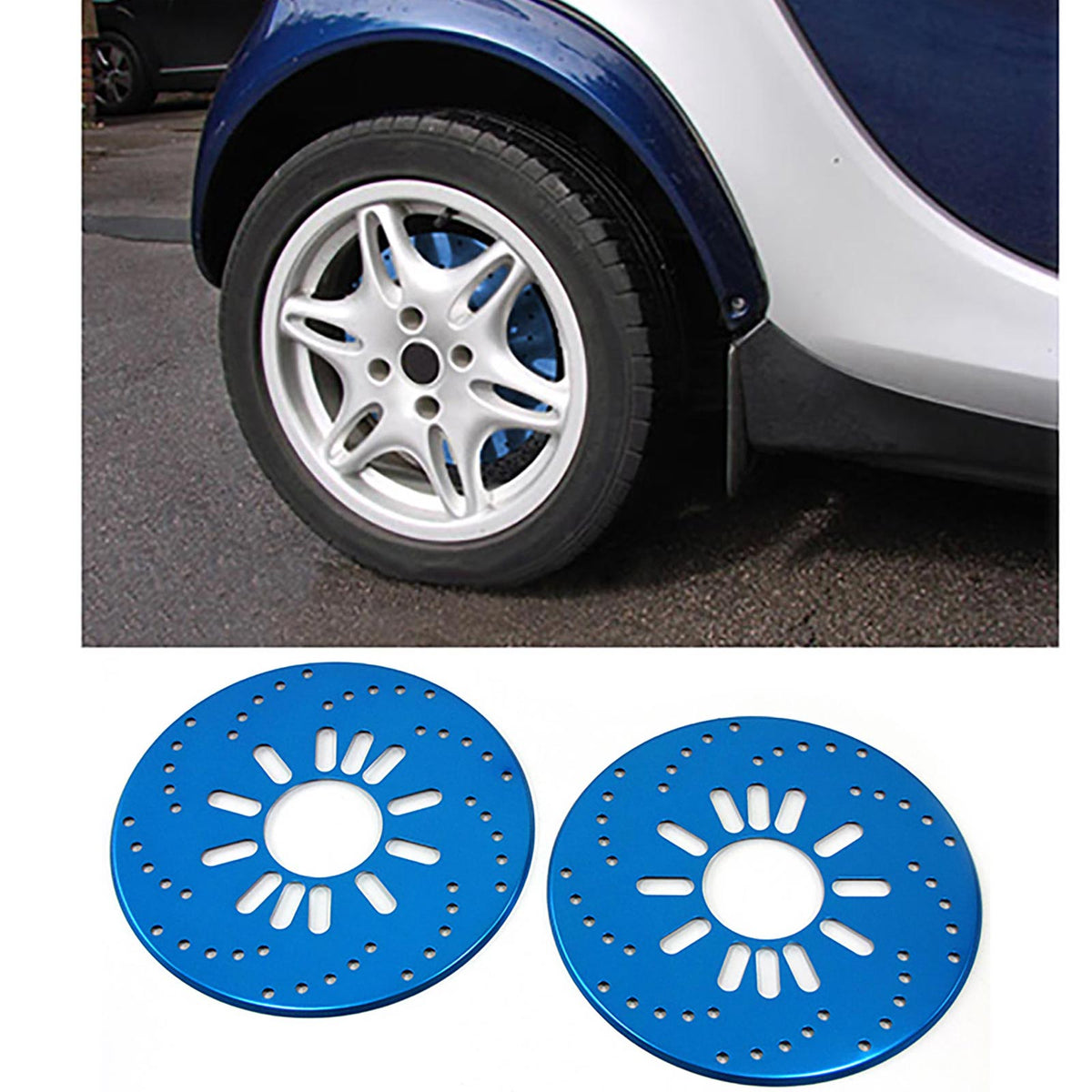 Acciaio Inox Coperture Freno Blu per Smart 450 451 453 (Coupé, Cabrio) 98-21