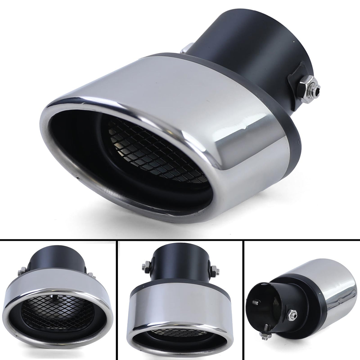 Asta in Acciaio Inox Terminale di Scarico 70x114mm Ovale Universale