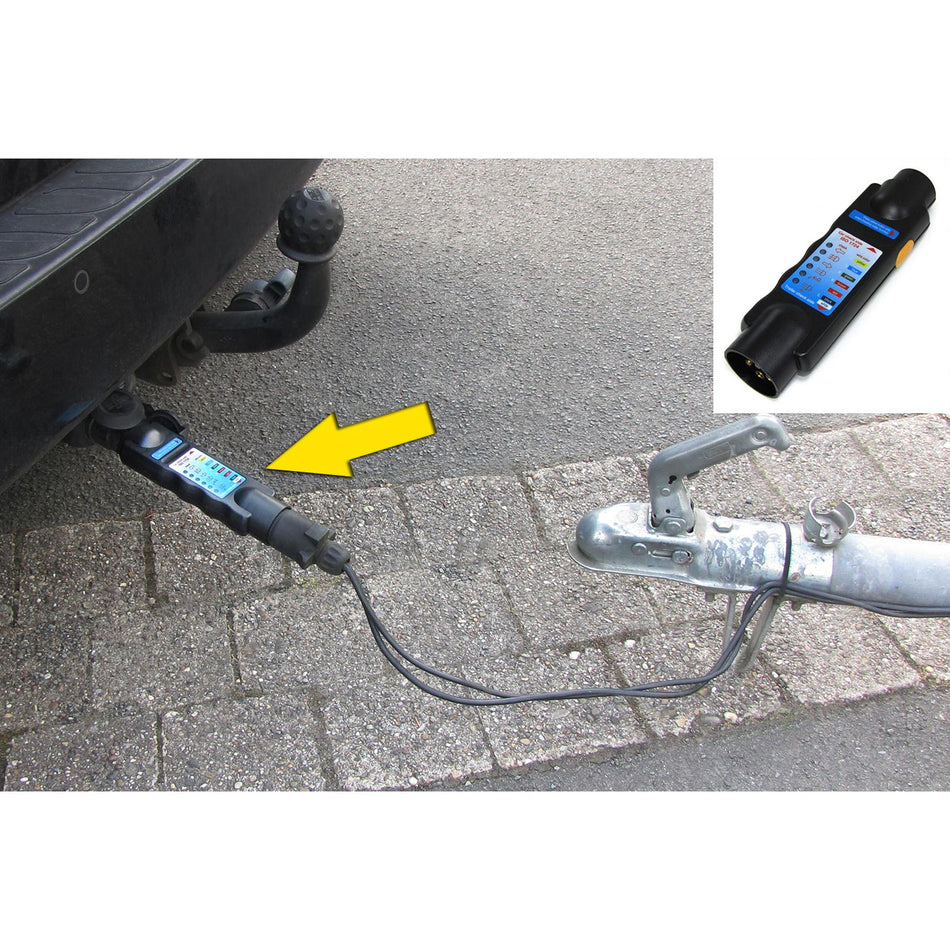 Tester per Illuminazione Rimorchio – 7 Poli ISO 1724, Universale, LED, Pratico