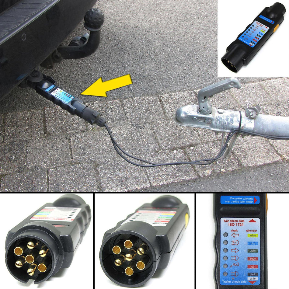Tester per Illuminazione Rimorchio – 7 Poli ISO 1724, Universale, LED, Pratico