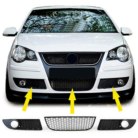 Griglia Nido d'Ape con Coperture Fendinebbia per Volkswagen Polo 9N3