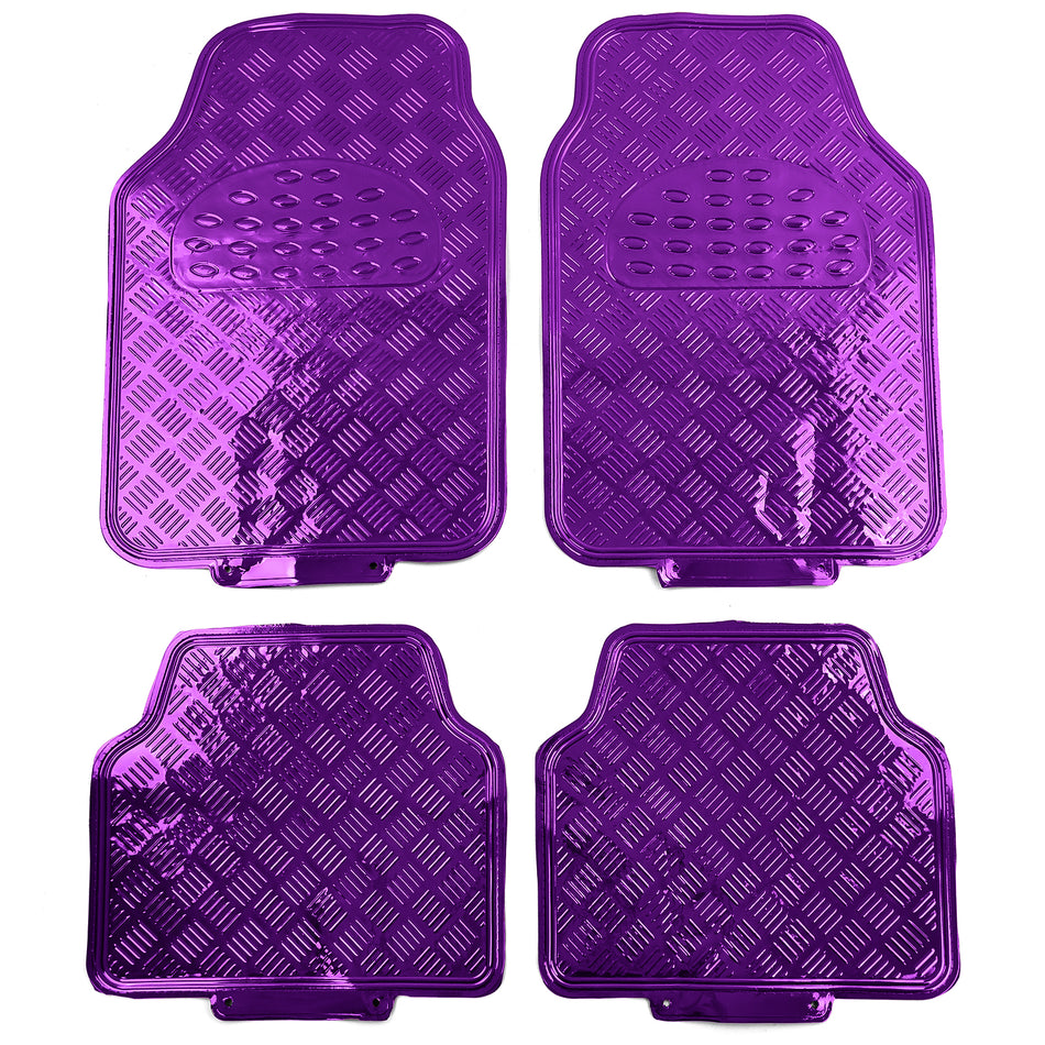 Set 4 Tappetini Gommati Universali Alluminio Riffelblech Look Cromato Lilla