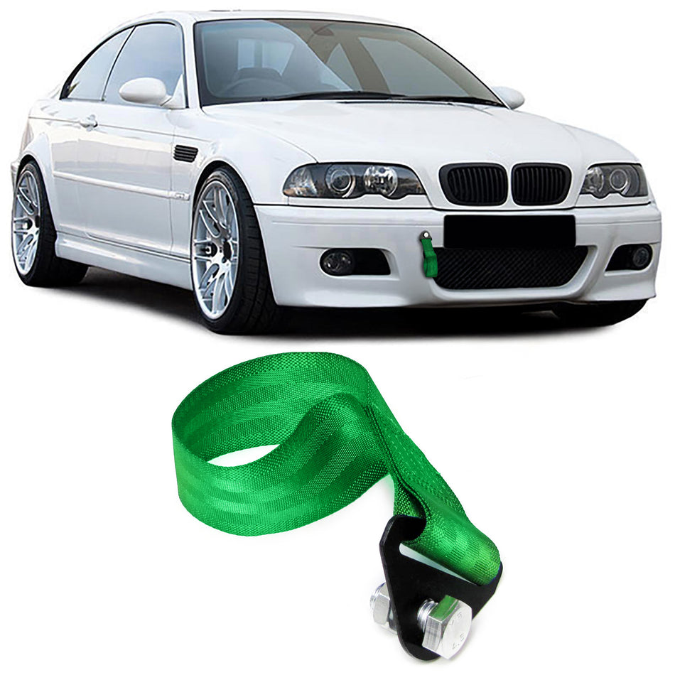 Gancio Traino Universale in Nylon Verde per Auto da Competizione Racing