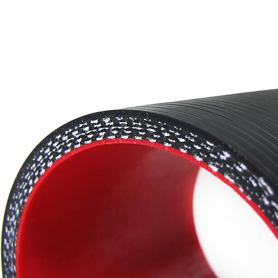 Tubo in Silicone Rinforzato 76mm Curvo Nero Rosso per Universale