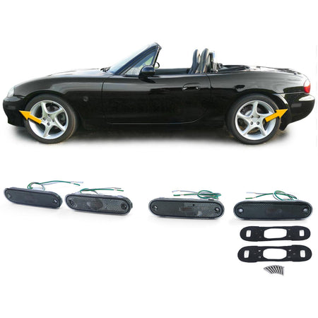 Seitenmarkierungsleuchten Reflektoren Nero Fumé Set per Mazda MX5 1989-2005