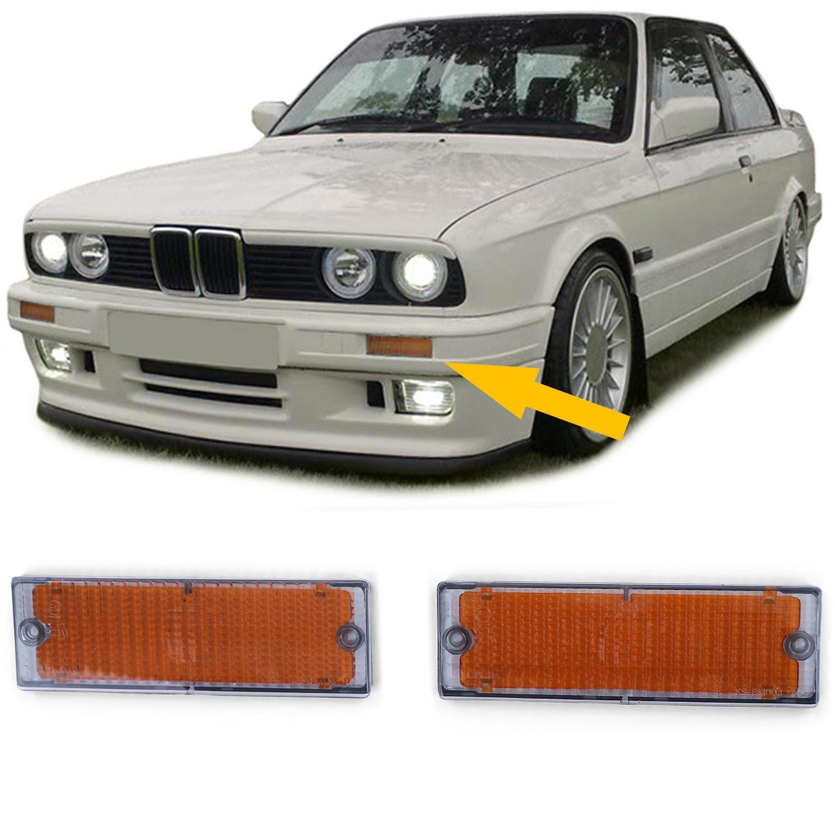 Frecce Grigie Fumé con Filtro Giallo per BMW Serie 3 E30 1989-1993