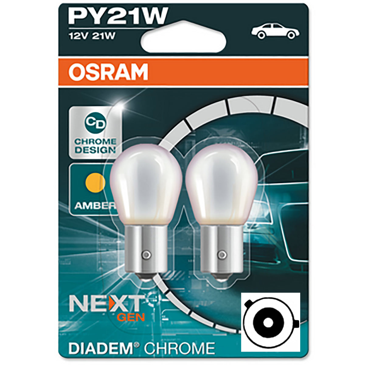 Osram Diadem BAU15s Chrombirnen per Fanali e Indicatori di Direzione 12V 2 Pezzi