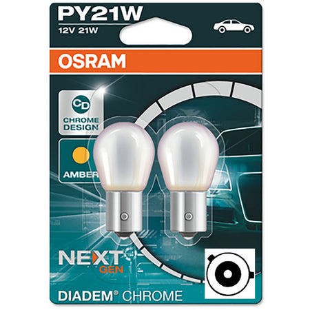 Osram Diadem BAU15s Chrombirnen per Fanali e Indicatori di Direzione 12V 2 Pezzi