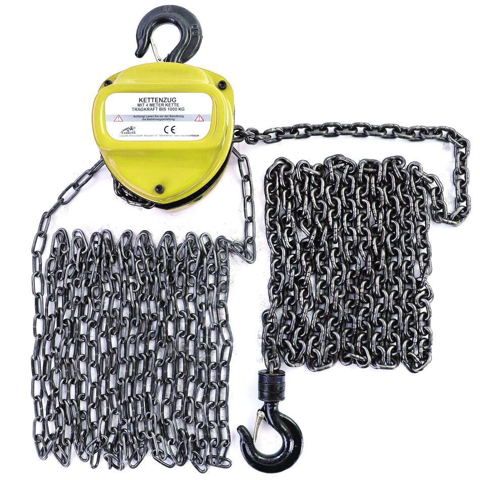 RAMROXX Profi Attrezzo di Sollevamento Flaschenzug 4M Fino a 1T 1000kg Giallo