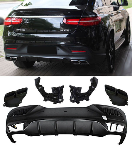 Diffusore Posteriore con Terminali Scarico Neri per Mercedes GLE C292 2015-2019