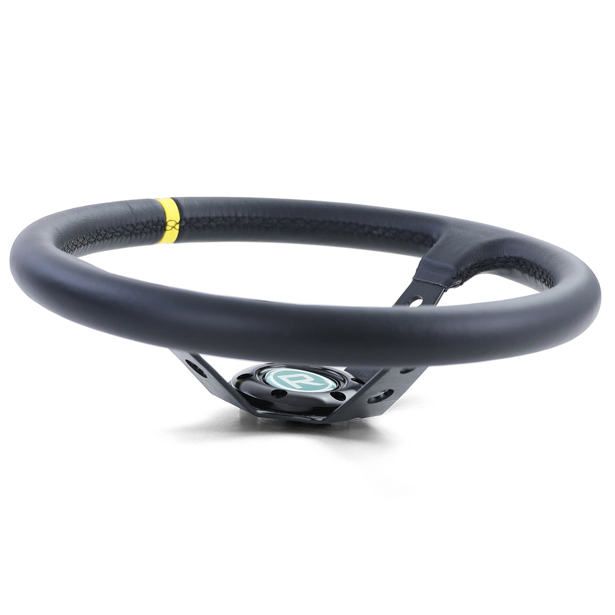 Volante Sportivo a Raggi Tipo 1 in Pelle Vera Nero 350mm per Momo Sparco