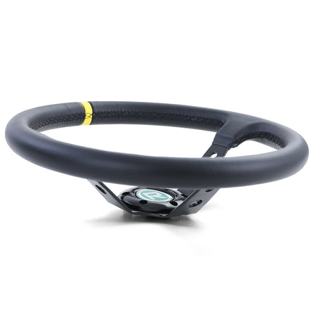 Volante Sportivo a Raggi Tipo 1 in Pelle Vera Nero 350mm per Momo Sparco