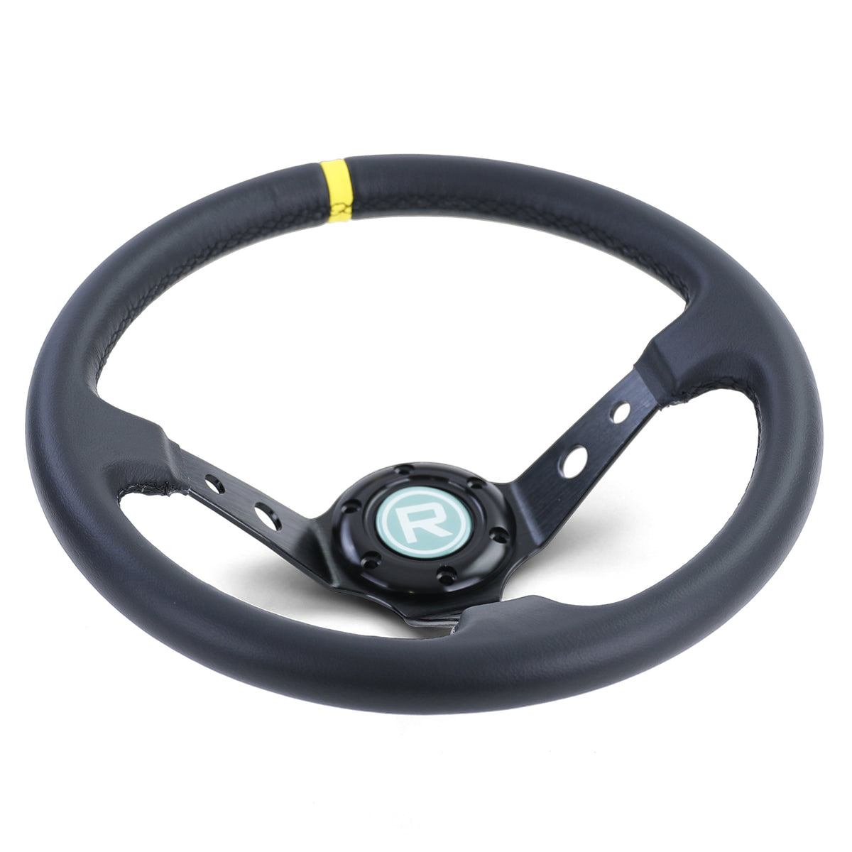 Volante Sportivo a Raggi Tipo 1 in Pelle Vera Nero 350mm per Momo Sparco