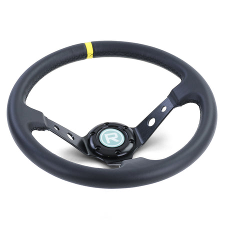 Volante Sportivo a Raggi Tipo 1 in Pelle Vera Nero 350mm per Momo Sparco