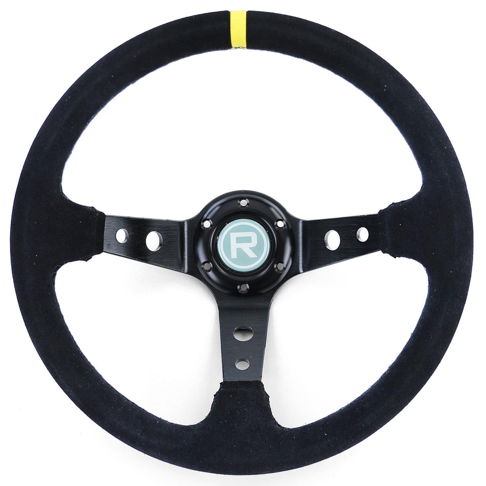 Volante Sportivo a Raggi Tipo 3 in Vera Pelle Nero 350mm per Momo Sparco