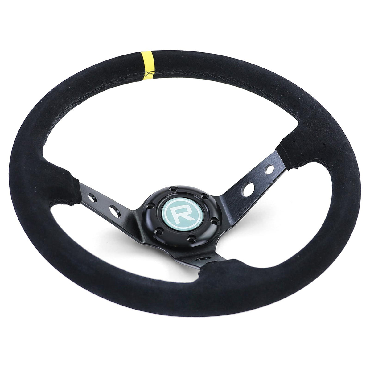 Volante Sportivo a Raggi Tipo 3 in Vera Pelle Nero 350mm per Momo Sparco
