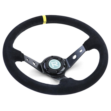 Volante Sportivo a Raggi Tipo 3 in Vera Pelle Nero 350mm per Momo Sparco