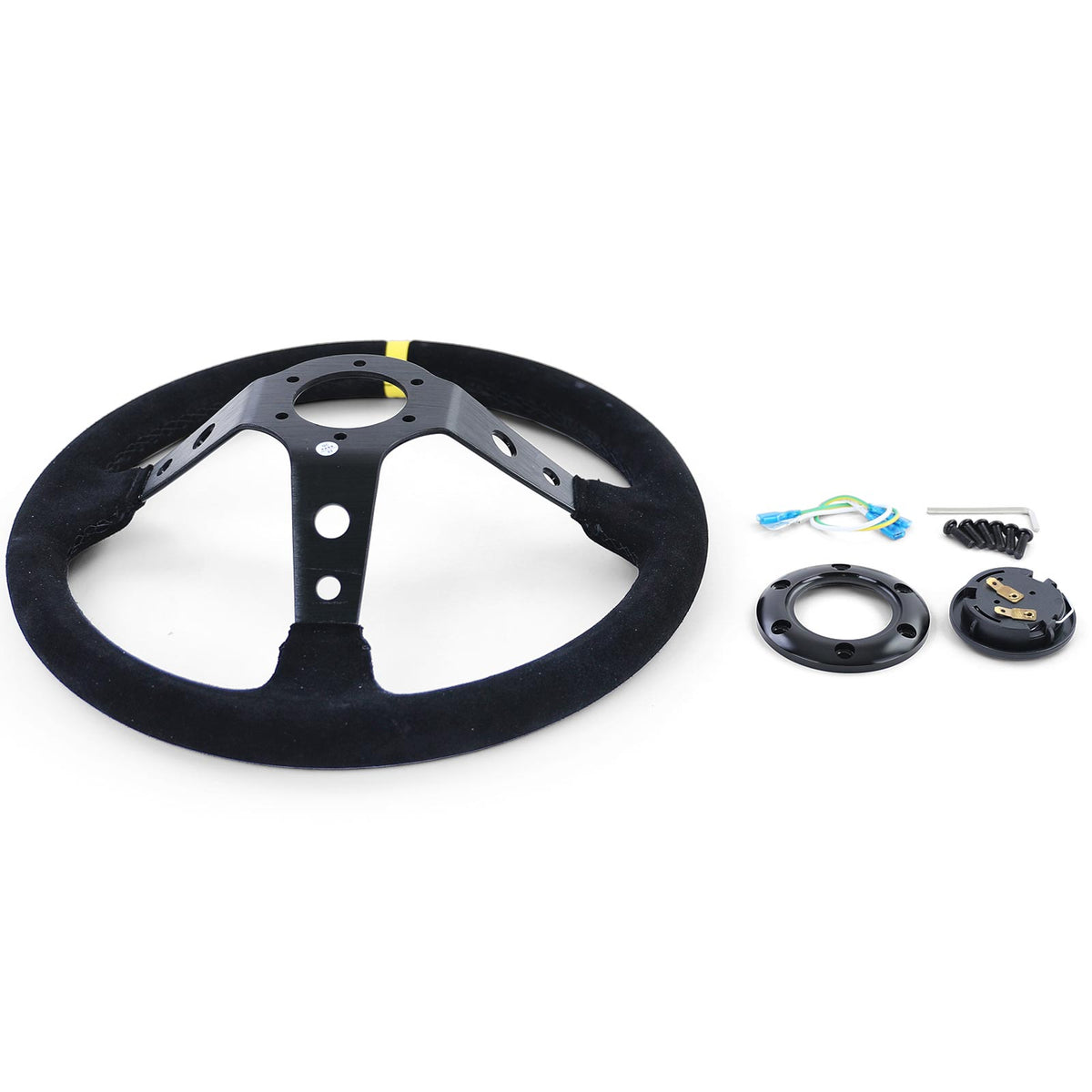 Volante Sportivo a Raggi Tipo 3 in Vera Pelle Nero 350mm per Momo Sparco