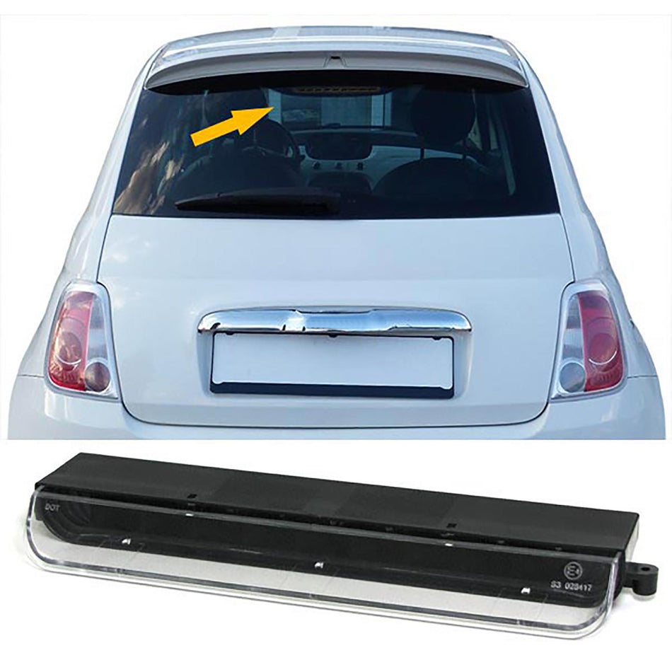 Dritte LED Luce Freno Vetro Trasparente Nero per Fiat 500 (2007-2024)